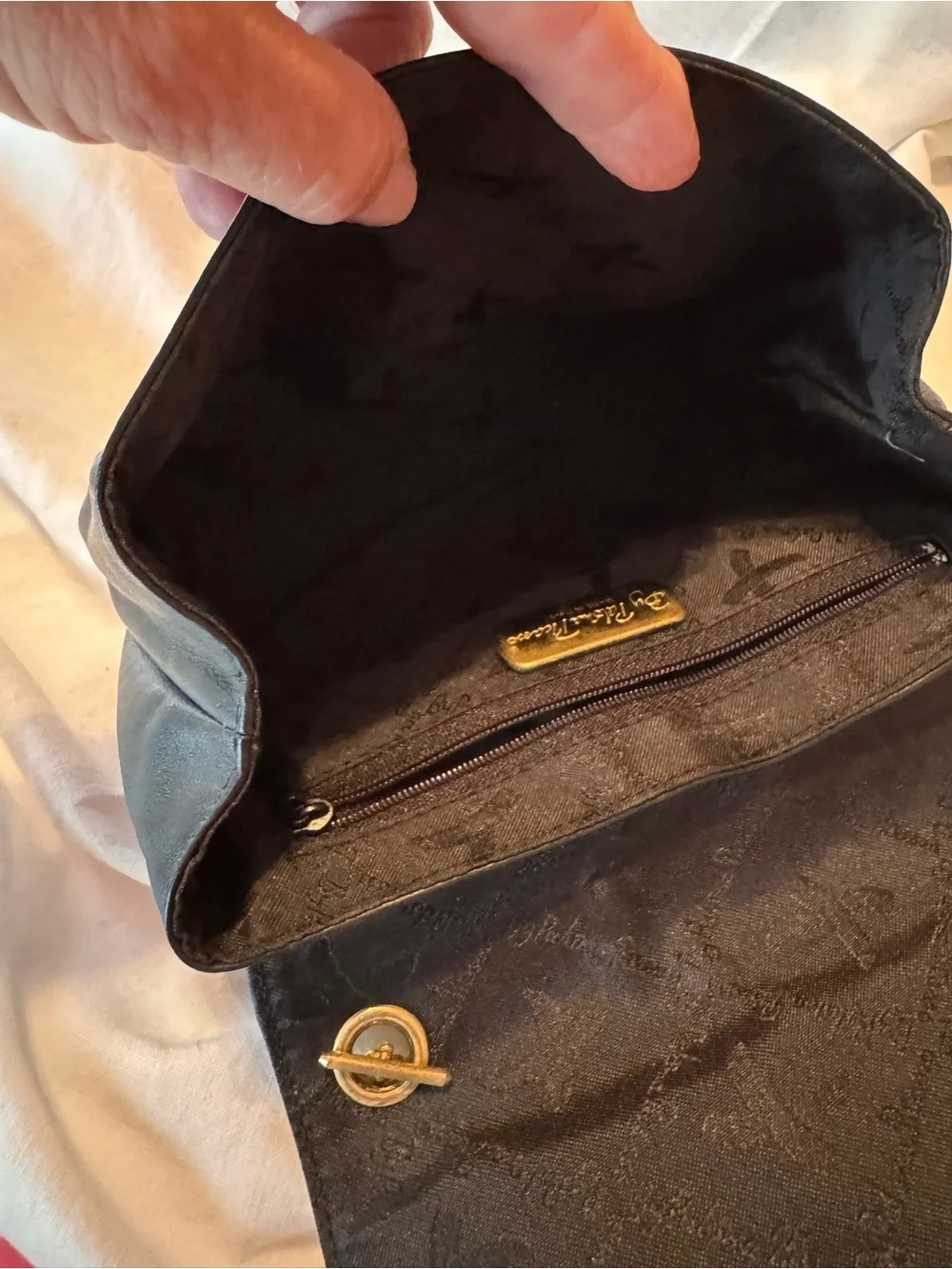 Paloma Picasso Black Leather Crossbody with Gold Chain